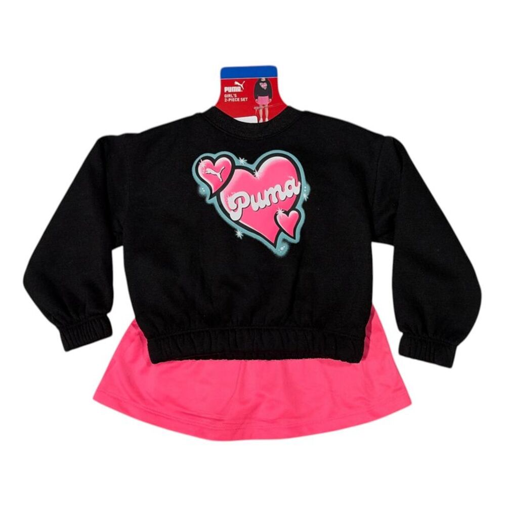 Puma Toddler Girls 2pc Regular Fit Active Sweatshirt & Skort - Black